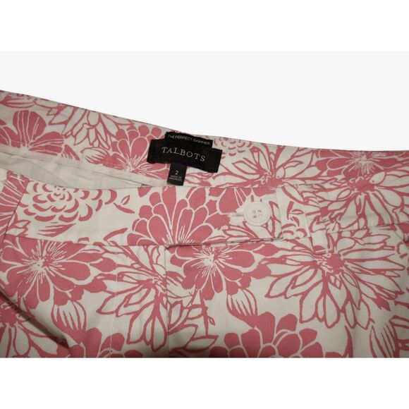 Talbots Perfect Skimmer Crop Pants Pink & White Floral Sz 2 - Picture 5 of 6